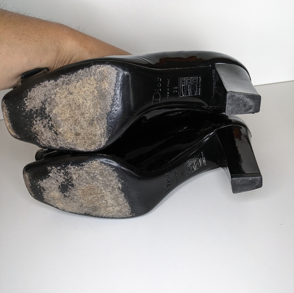 Dior Black Patent Leather Buckle Detail Block Heel Pumps Size 8.5-9 - Picture 5 of 8
